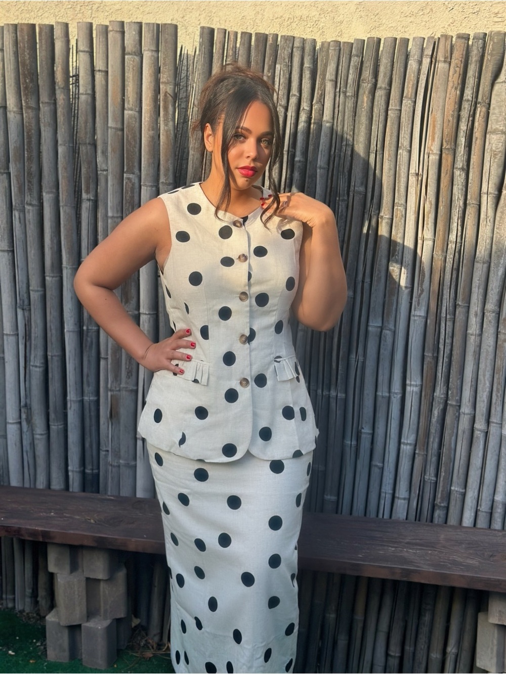 Dom Cassidy Monaco Polka Dot Linen Set | NWT